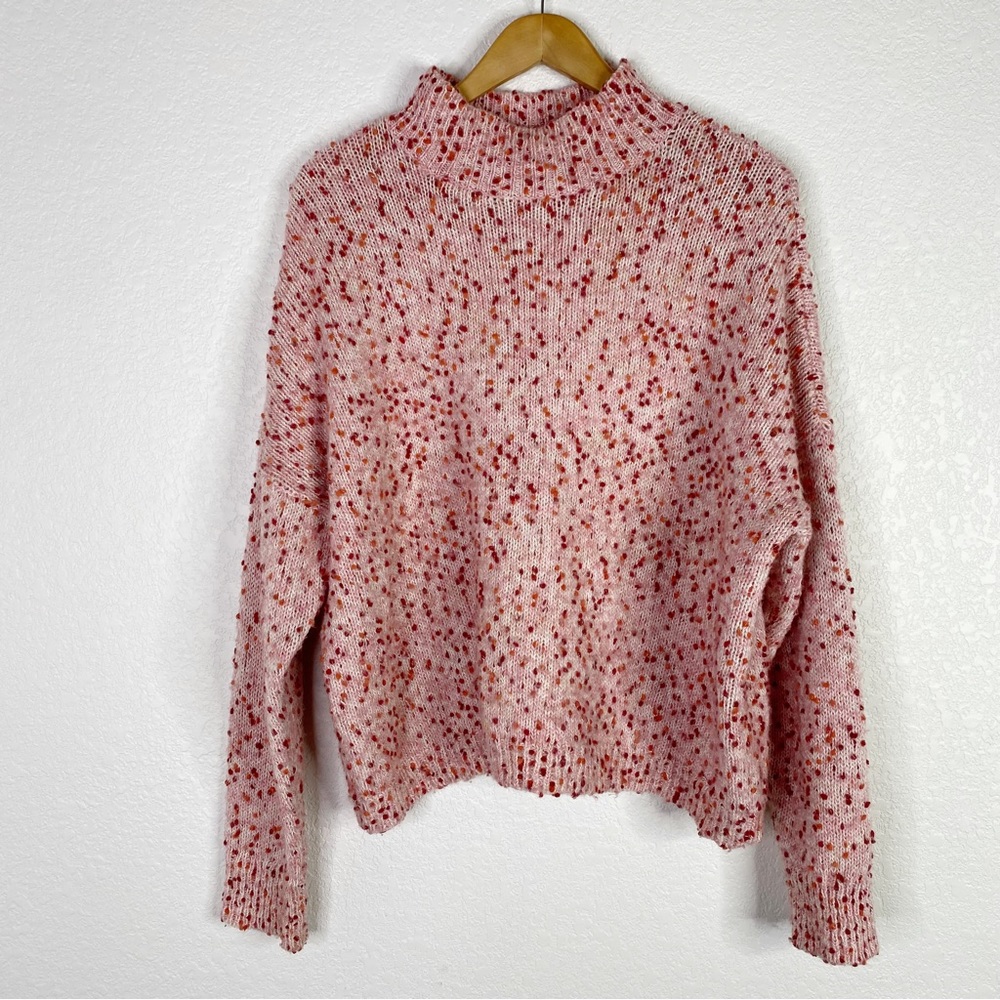 LC Lauren Conrad Red Confetti Knit Pullover Sweater